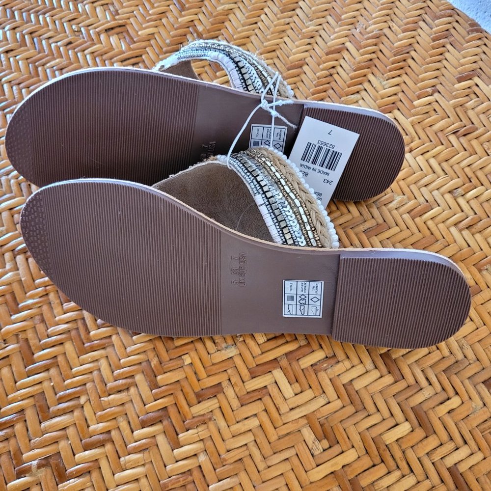 Beaded Summer Women's Thong Sandals New Size 7 - Picture 3 of 4